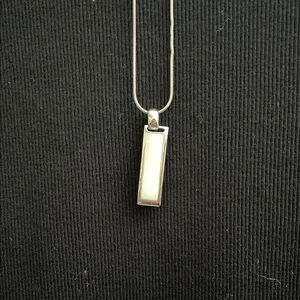 Lia Sophia Pearl / Onyx Rectangular Pendant Necklace